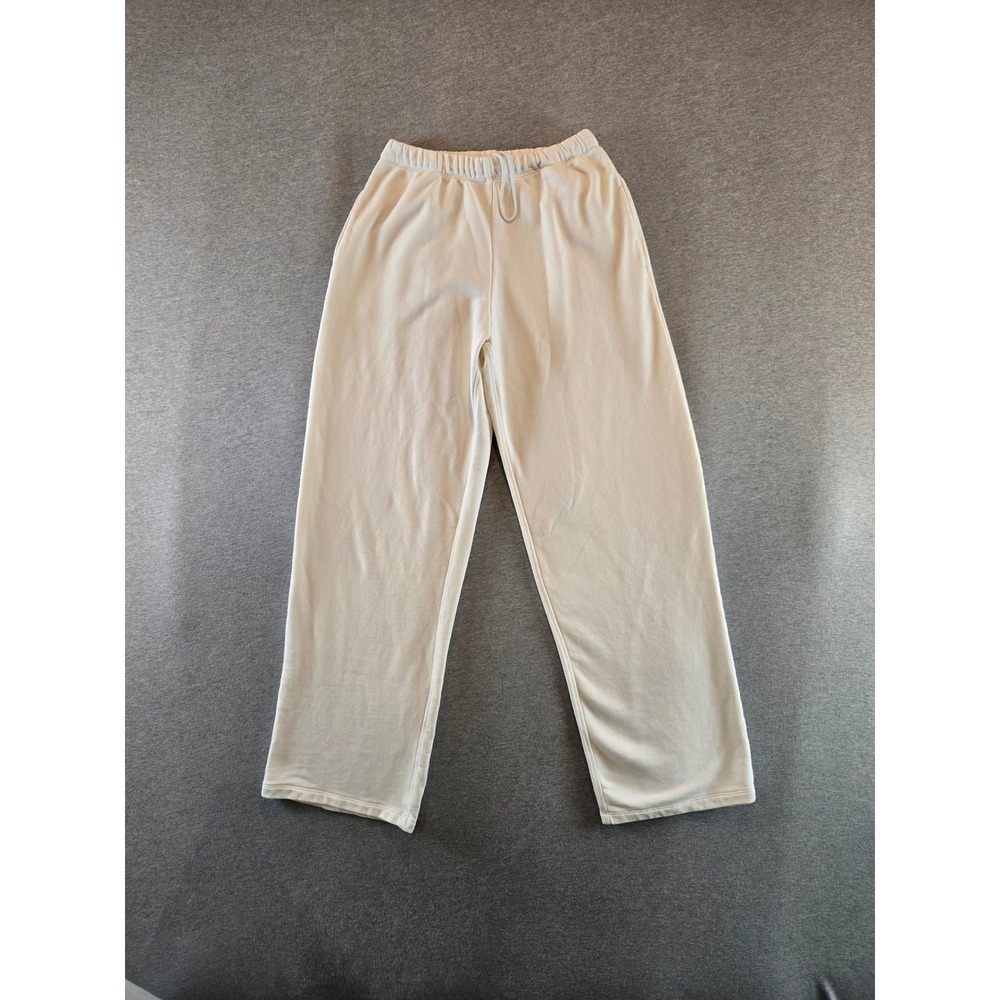 Skims Sweatpants Womens XS Cream Cotton Fleece Classic Straight Leg Loungewear